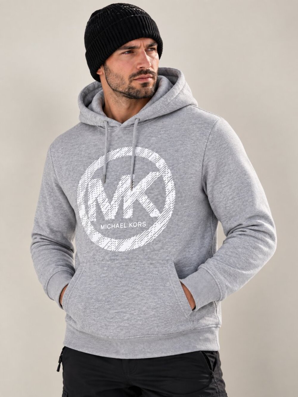 Michael Kors Men’s Gray MK Logo Pullover Hoodie Sweatshirt Size M